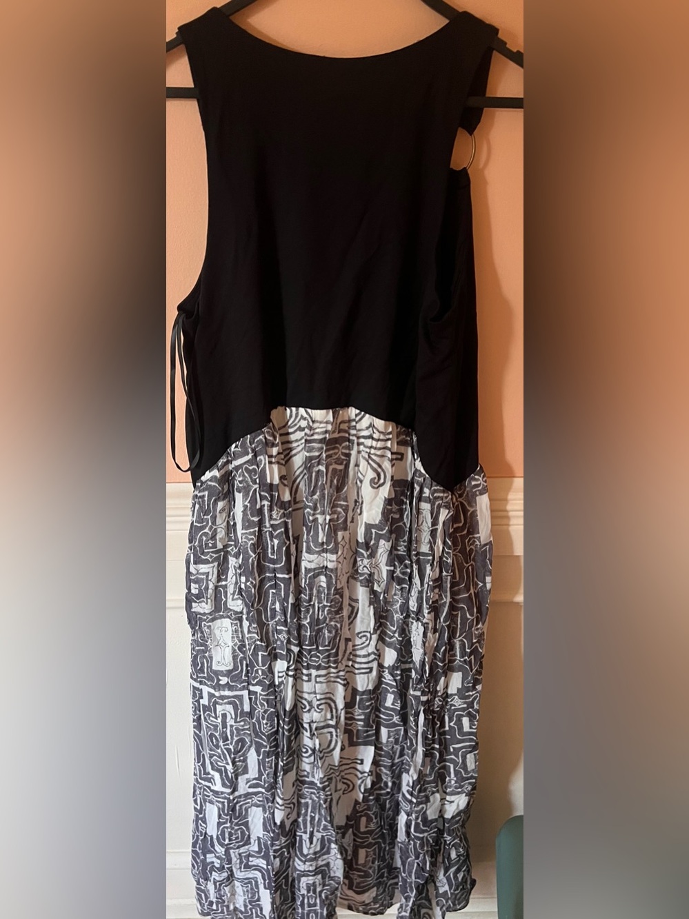 Anthropologie abstract Black White bohemian Maxi dress eccentric indie unique M - Picture 7 of 7
